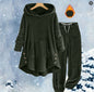Women's Solid Color Plush Hooded Long Sleeve Suits