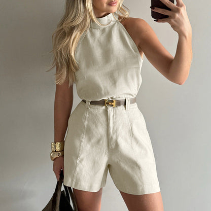 Summer High Waist Wide Leg Two-piece Suits