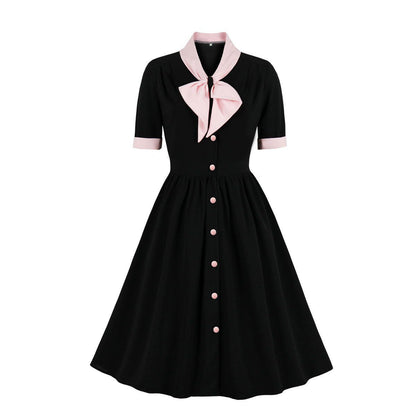 Women's Vintage Style Dress Bow Elegant Dresses