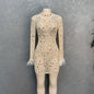 Rhinestone Mesh Stretch African Sexy Slim Dresses