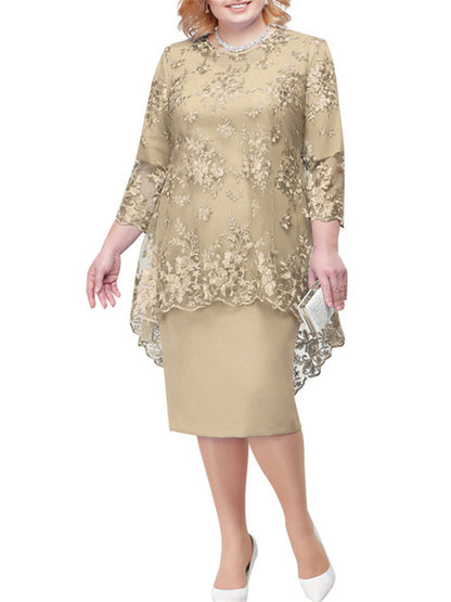 Women's Lace Embroidery Two-piece Set Temperament Commute Dresses