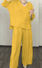 Women's Color Round Neck Long Sleeve Casual Pants