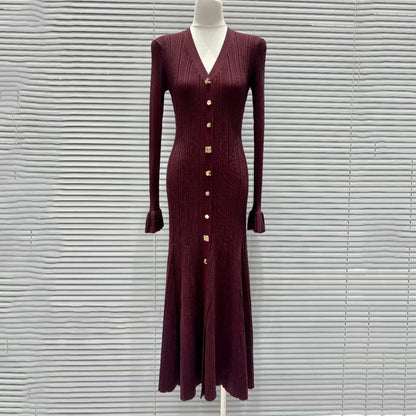Swing Super Metal Buckle Micro Pull Cuff Dresses