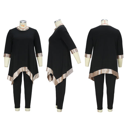 Women's Loose Irregular Stitching Hem Casual Suits