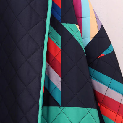 Women's Street Fashion Print Stitching For Coats