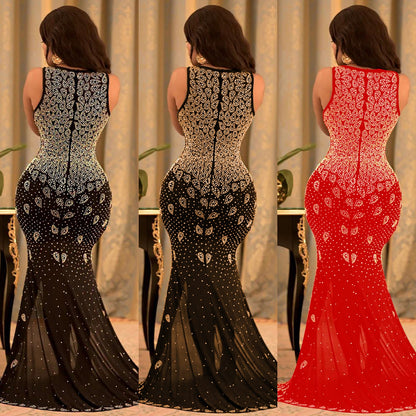 Women's Sexy Skinny Mesh Nightclub Party Rhinestone Dresses