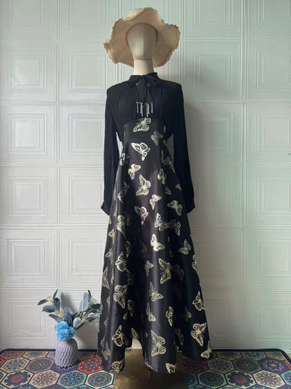 Women's Elegant Noble Long Sleeve Smart Romantic Aura Bronzing Dresses