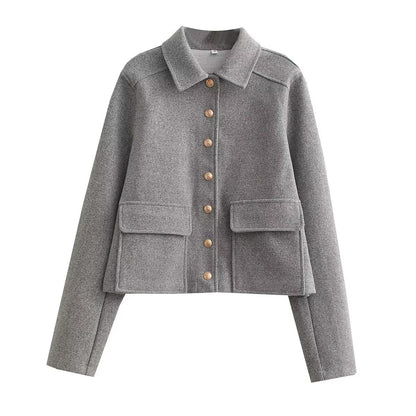 Women's Lapel Classic Style Single-breasted Soft Metal Coats