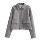 Women's Lapel Classic Style Single-breasted Soft Metal Coats