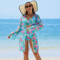 Swimwear Women Split Printed Bikini Bikini Mesh High Waist Swimsuit Three Piece Swimsuit