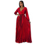 Women's Autumn Lantern Sleeve Pleated Dress Long Dresses