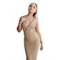 Spring Women Solid Color Sexy V neck Irregular Asymmetric Cross Backless Slim Fit Sheath Dress