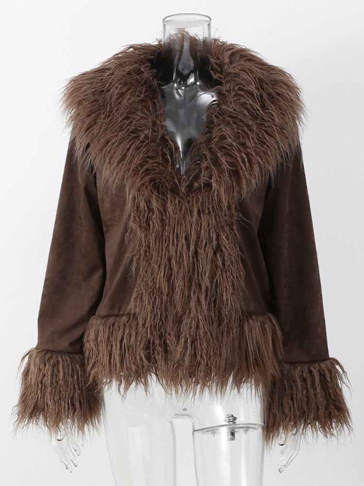 Versatile Slimming Artificial Furry Warm High-grade Coats