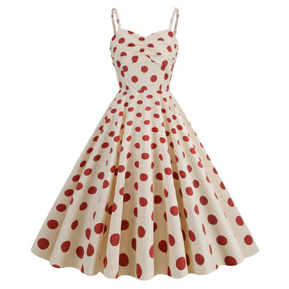 Style Retro Fresh Holiday Big Polka Dresses