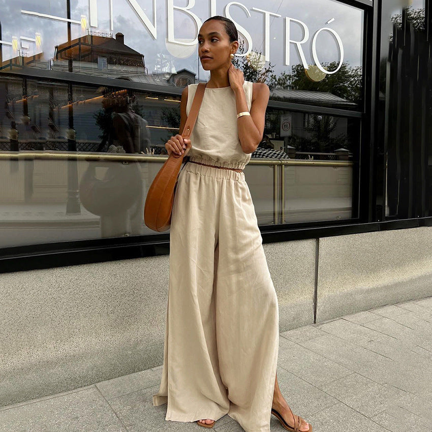 Women's Autumn Cotton Linen High-grade Sleeveless Ramie Suits
