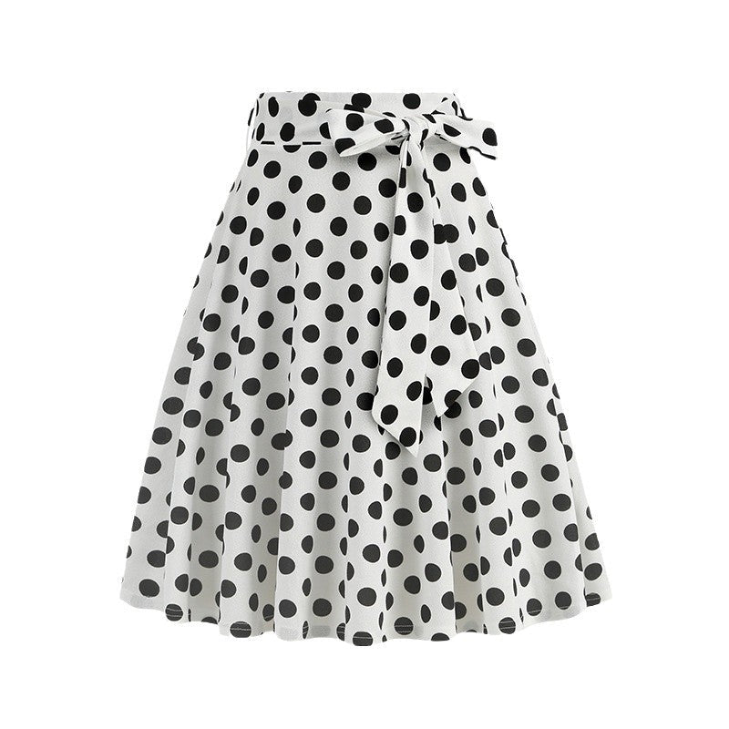 Women's Retro Dots Floral Purple Group Belt Skirts