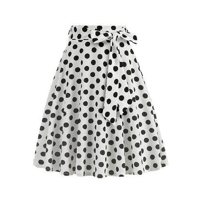 Women's Retro Dots Floral Purple Group Belt Skirts