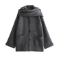 Women's Stylish Elegant Knitted With Scarf Coats