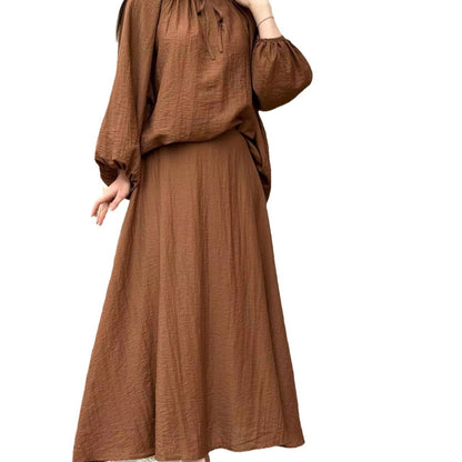Women's Spring Muslim Style Puff Sleeve Loose Suits
