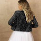 Women's Fashion Stand Collar Color Matching Sequins Casual Coats