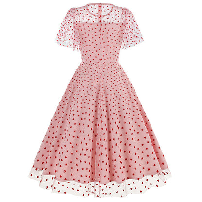 Women's Mesh Heart-shaped Valentine's Day Waist Dress Dresses