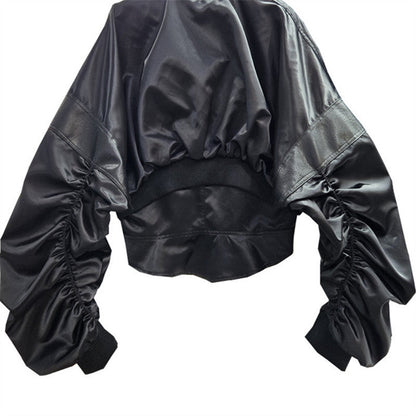 Niche Hot Autumn Sweet Cool Leather Stitching Coats