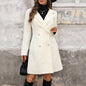 Elegant Style Pearl Fastener Decoration Solid Coats