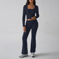 Solid Color Casual Knitted Long-sleeved Yoga Clothes Tops
