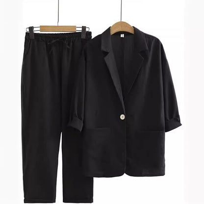 Women's Cotton Linen Autumn Loose Fashion Casual Suits