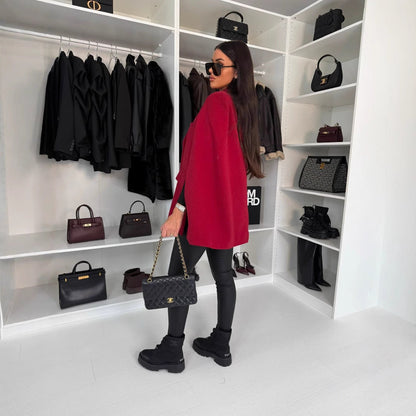 Women's Fashion Solid Color Collar Loose Wool Coats