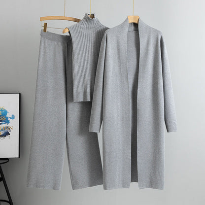 Lazy Temperament Knitting Sleeveless Three-piece Set Suits