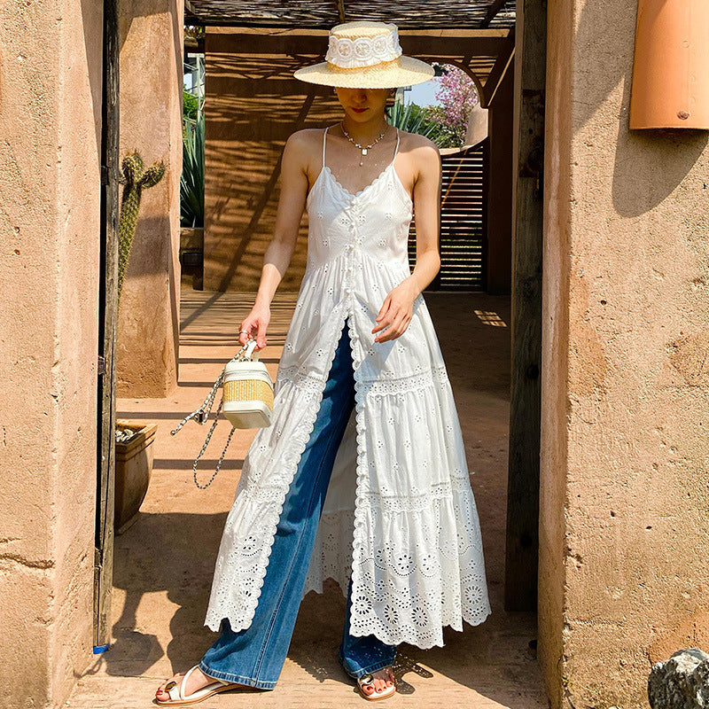 Women's Suspender Dress Hollow Embroidered Long South Dresses