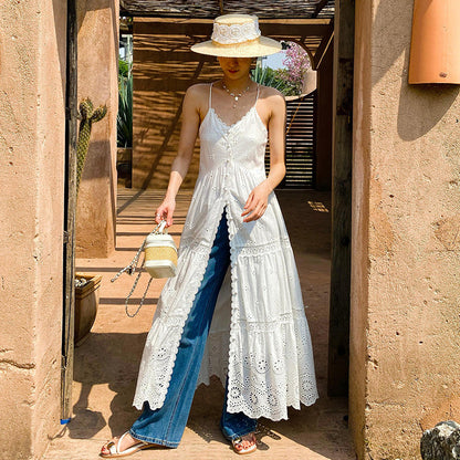 Women's Suspender Dress Hollow Embroidered Long South Dresses