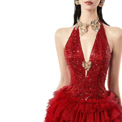 Women's Color Slim High Waist Street Fashion Dresses