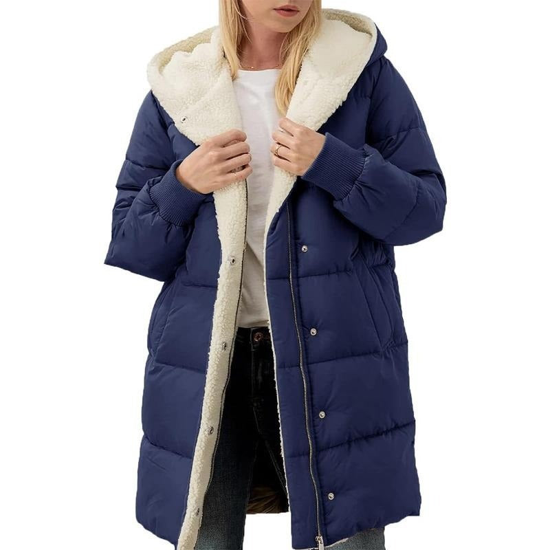 Hooded Cotton Long Sleeve Double-sided Veet Slim Coats