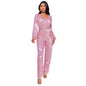 Women's Deep V Fashion Casual Long Sleeve Jumpsuits