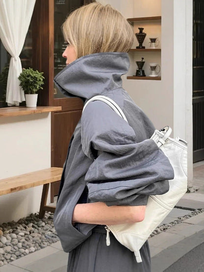 Autumn Outdoor Turtleneck Fashion Gray With Coats