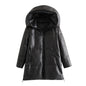 Women's Thick Warm Faux Leather Parka Hooded Coats