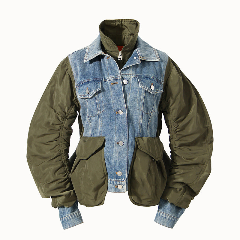Design Sense Loose Color Matching Denim Coats
