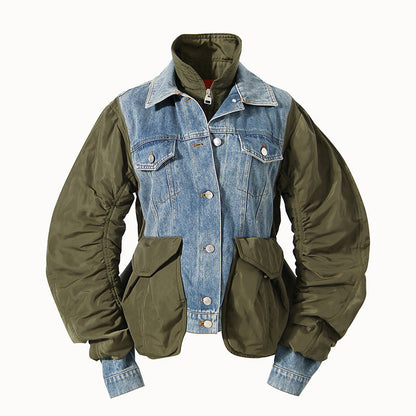 Design Sense Loose Color Matching Denim Coats