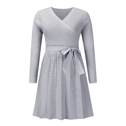 Slouchy Woolen Sexy Pleated Knitted Dress Dresses