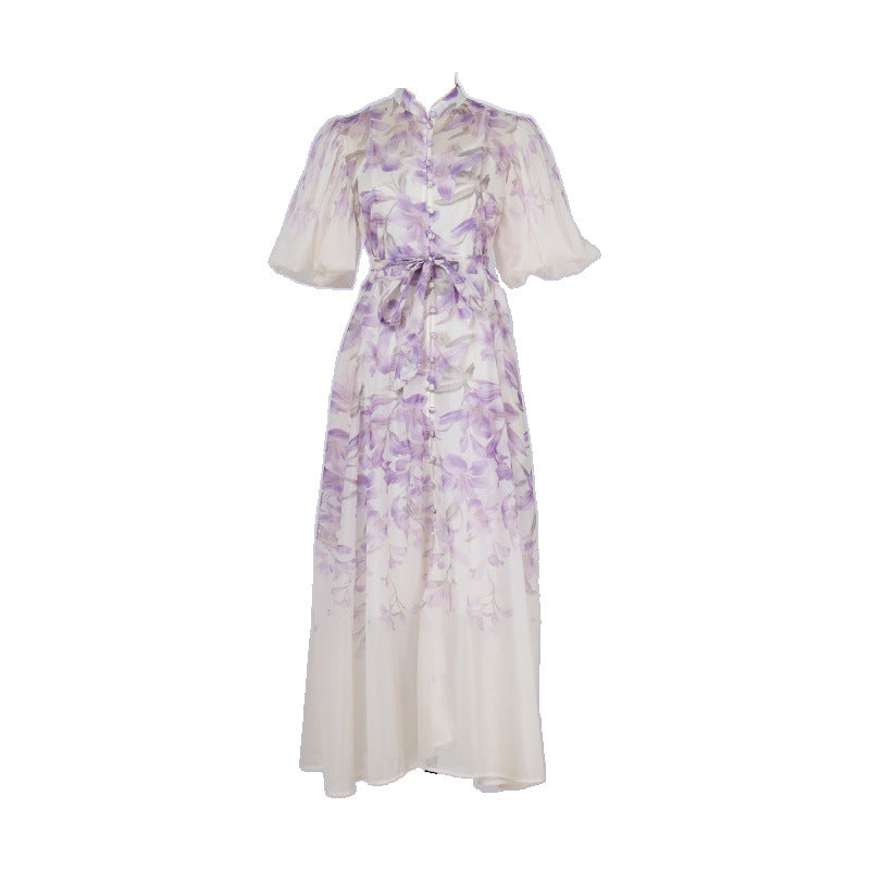 Women's Design Short-sleeved Long Dress Printed For Dresses
