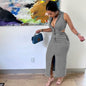 Women's Denim Dress Fashion Sexy Sleeveless Lapel Dresses