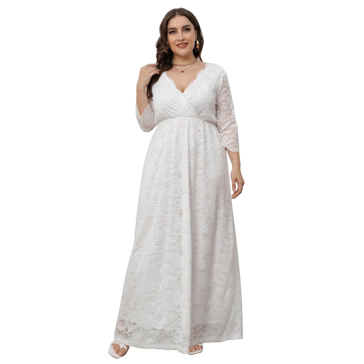 Women's Bridesmaid Dress Elegant Lace Gown Dresses