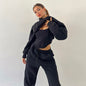 Fashion Casual Hooded Drawstring Fishbone Cinched Suits