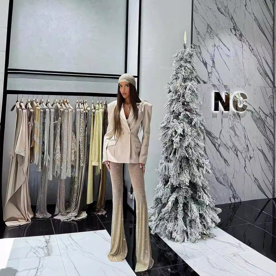 Women's Sexy Hot Drilling Trousers Affordable Luxury Suits