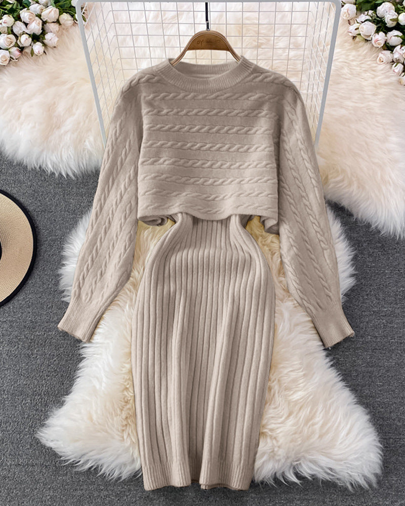Classic Party Casual Twist Wool Sling Dresses