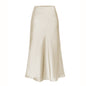 Women's Quality Acetate Satin Elastic Waist Pure Skirts
