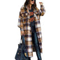 Women's Long Sleeve Loose Button Plaid Shirt Coats