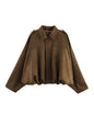 Women's Suede Texture Lapel Loose Bomber Jackets